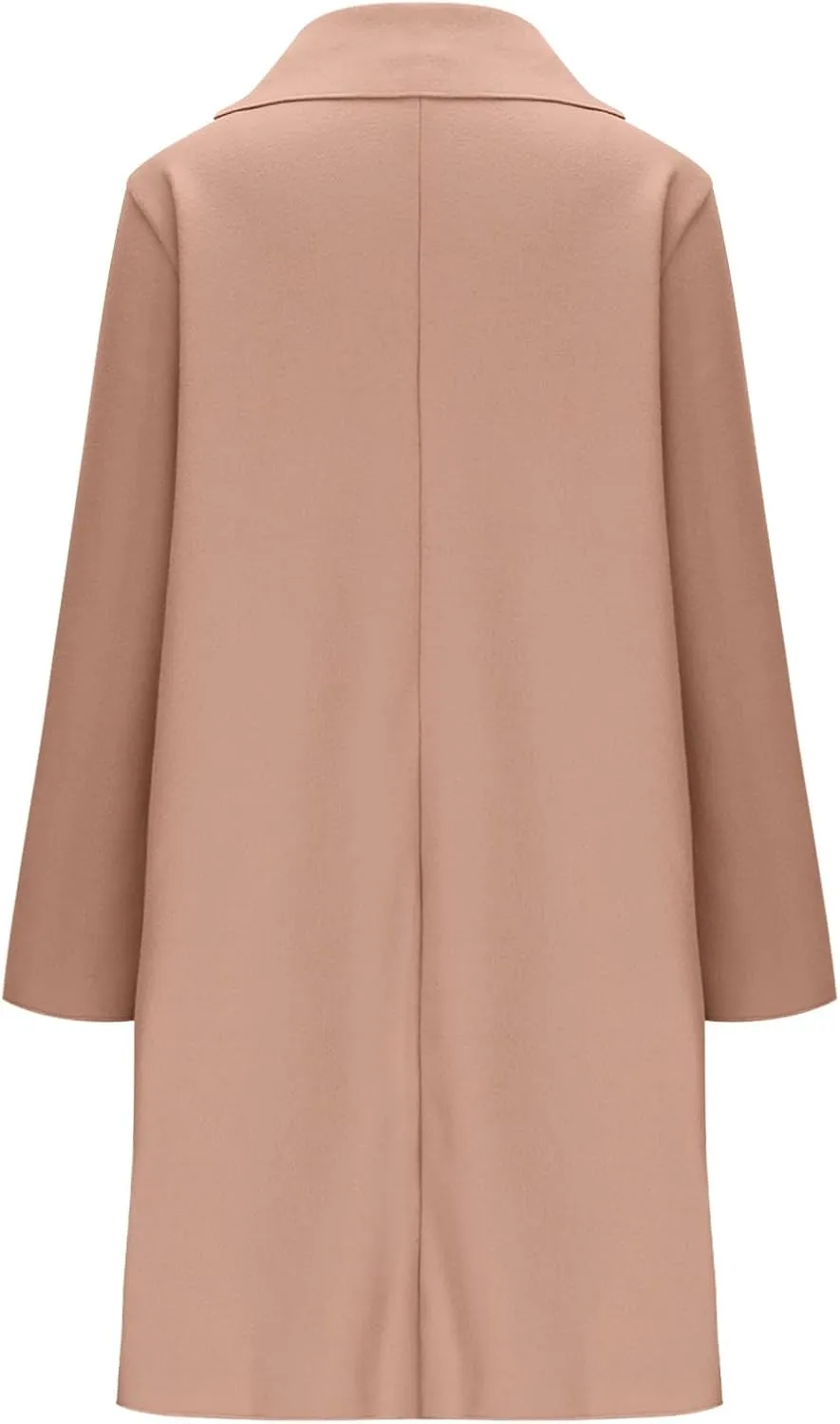 Womens Fall Winter Wool Blend Overcoat Trendy Single Breasted Mid-Long Trench Coat Oversized Lapel Pocketed Peacoat