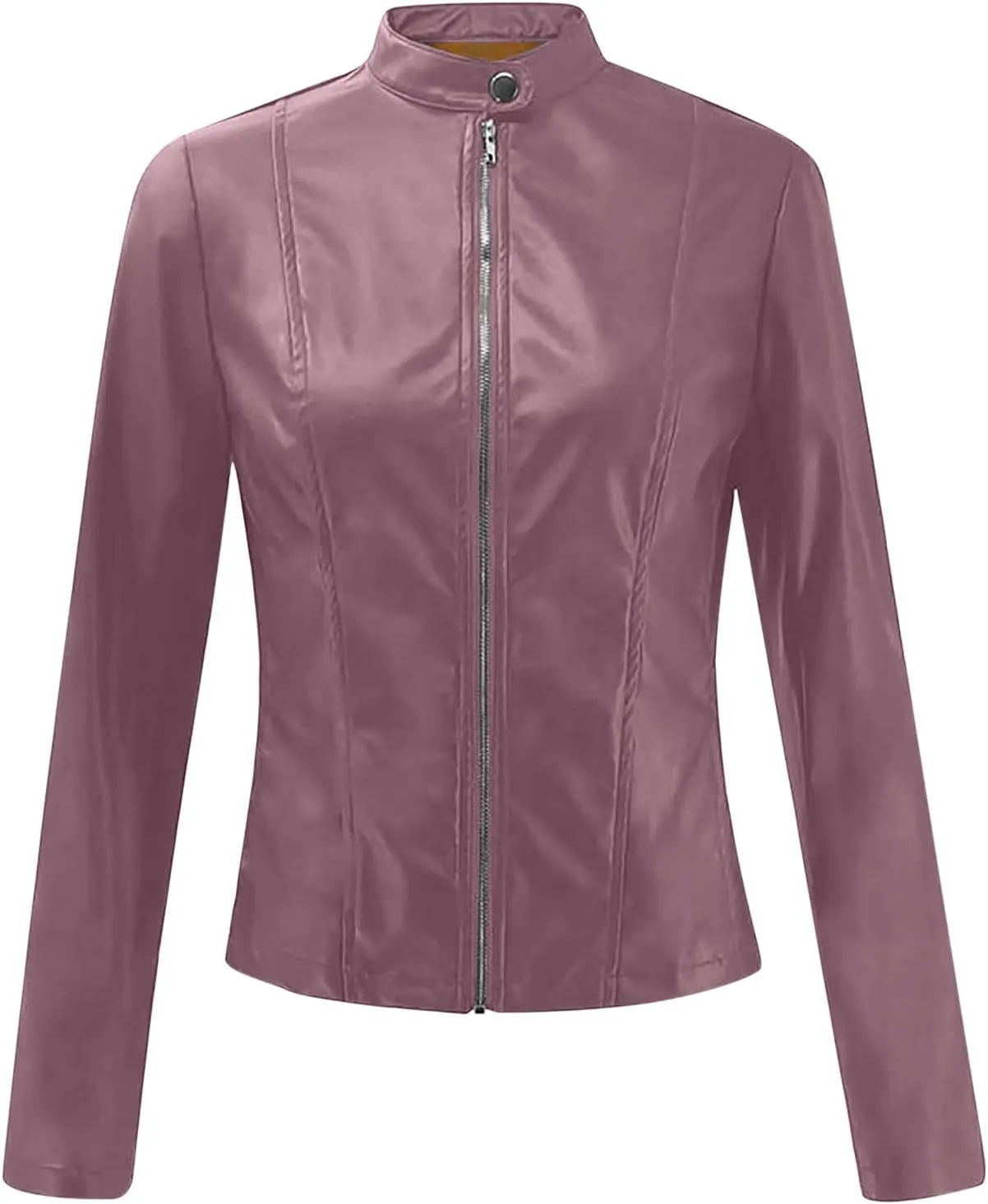 Women's Faux Leather Jackets Zip Up Short Motorcycle Outwear Slim Fitted PU Leather Coat Leather Moto Biker Jacket