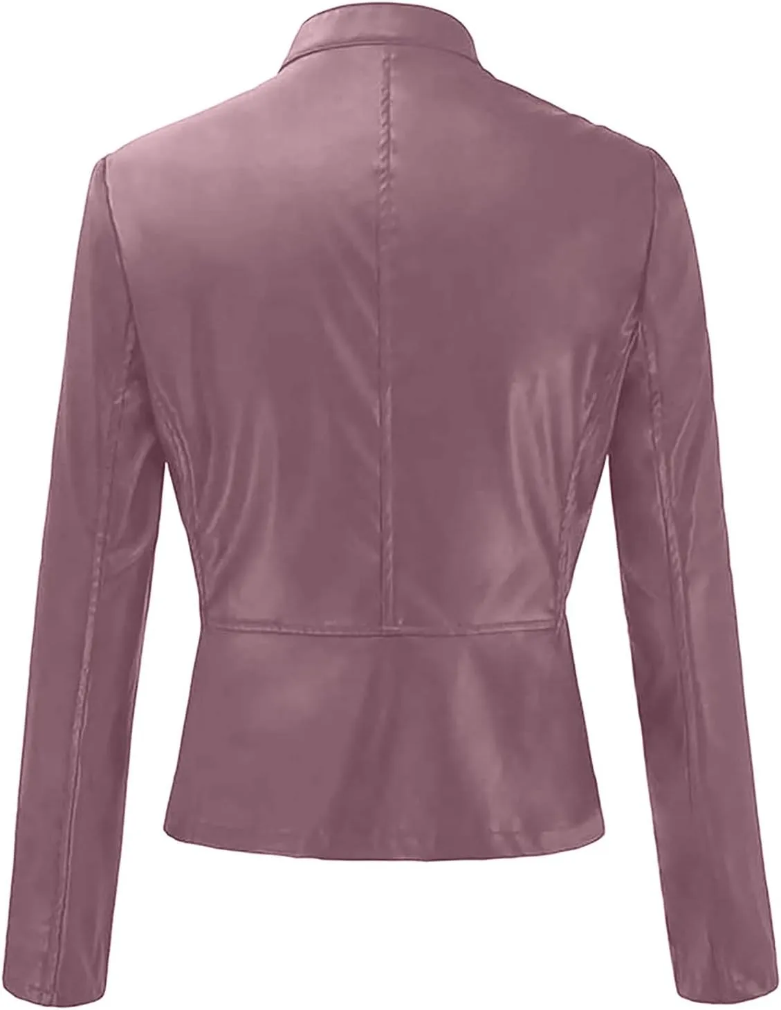 Women's Faux Leather Jackets Zip Up Short Motorcycle Outwear Slim Fitted PU Leather Coat Leather Moto Biker Jacket