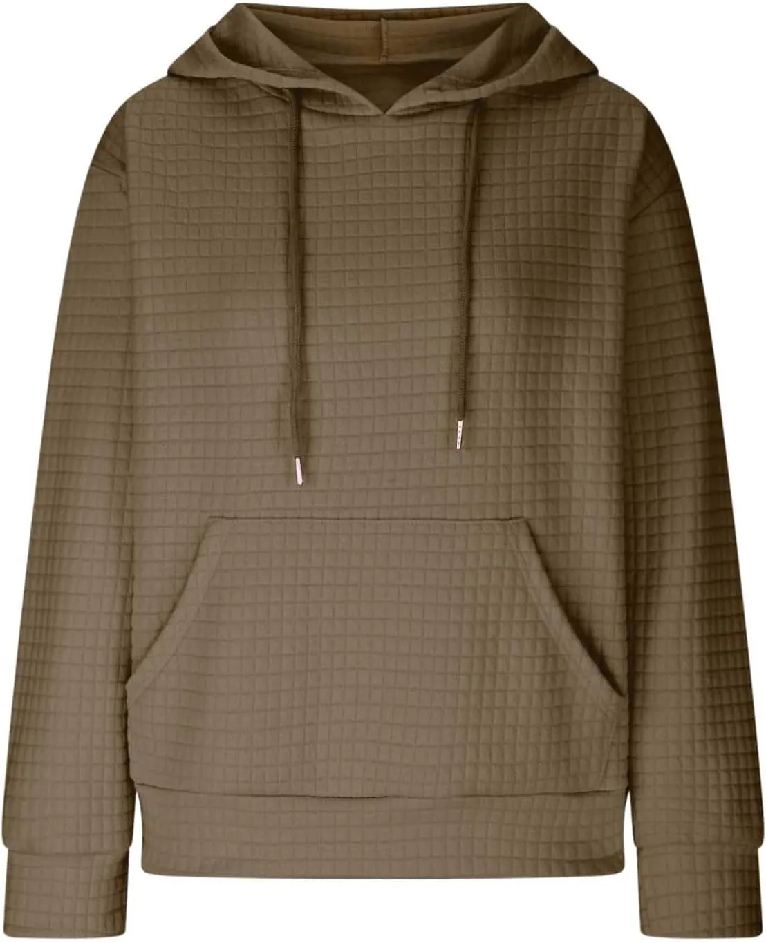 Womens Hoodies Oversized Waffle Drawstring Thick Pullover Sweatshirt Fall Fashion 2024 Soft Baggy Tunic Hoodies