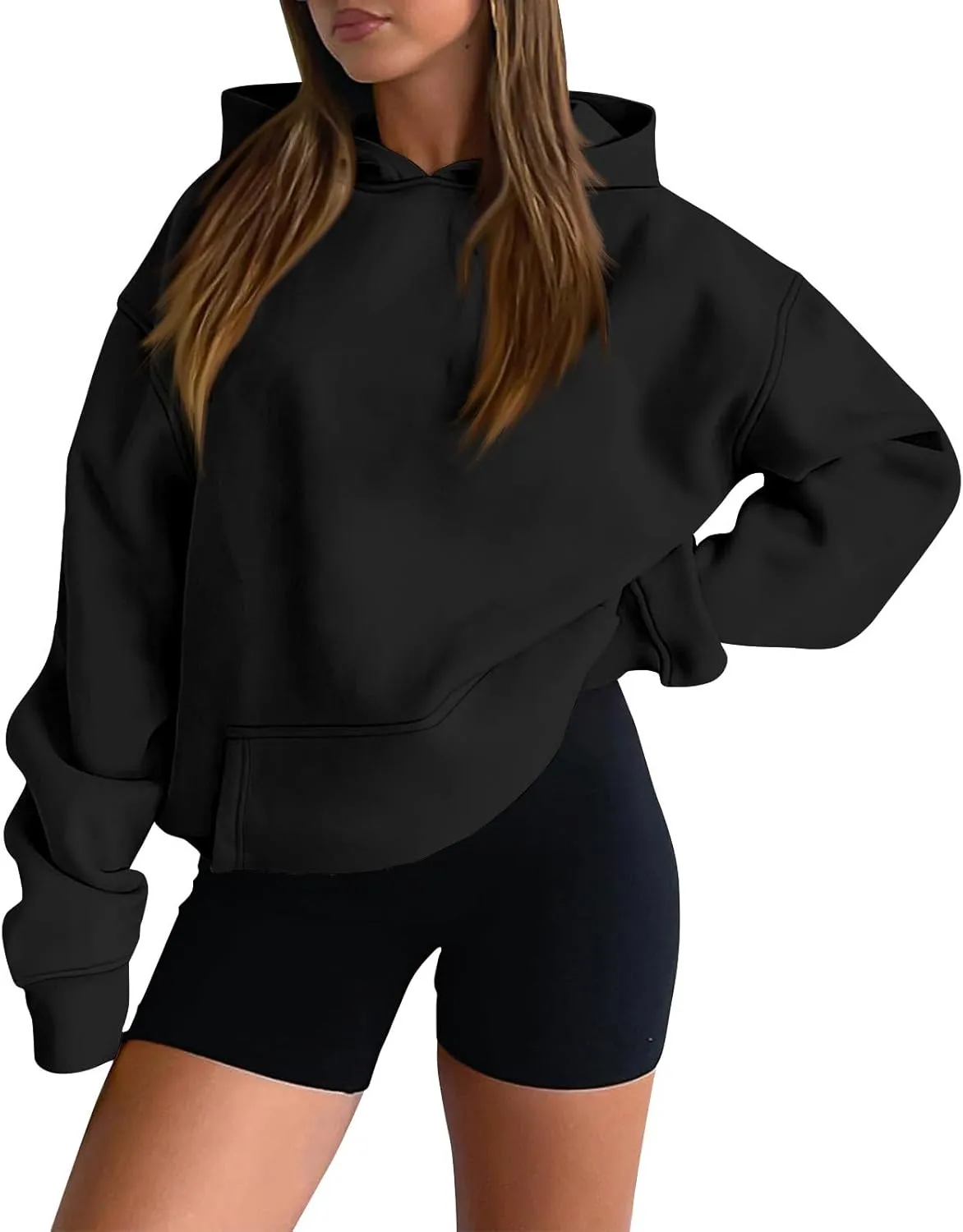 Womens Hoodies Pullover Fleece Lined Oversized Hooded Sweatshirts Teen Girls Sweaters Y2k Hoodie with Pockets