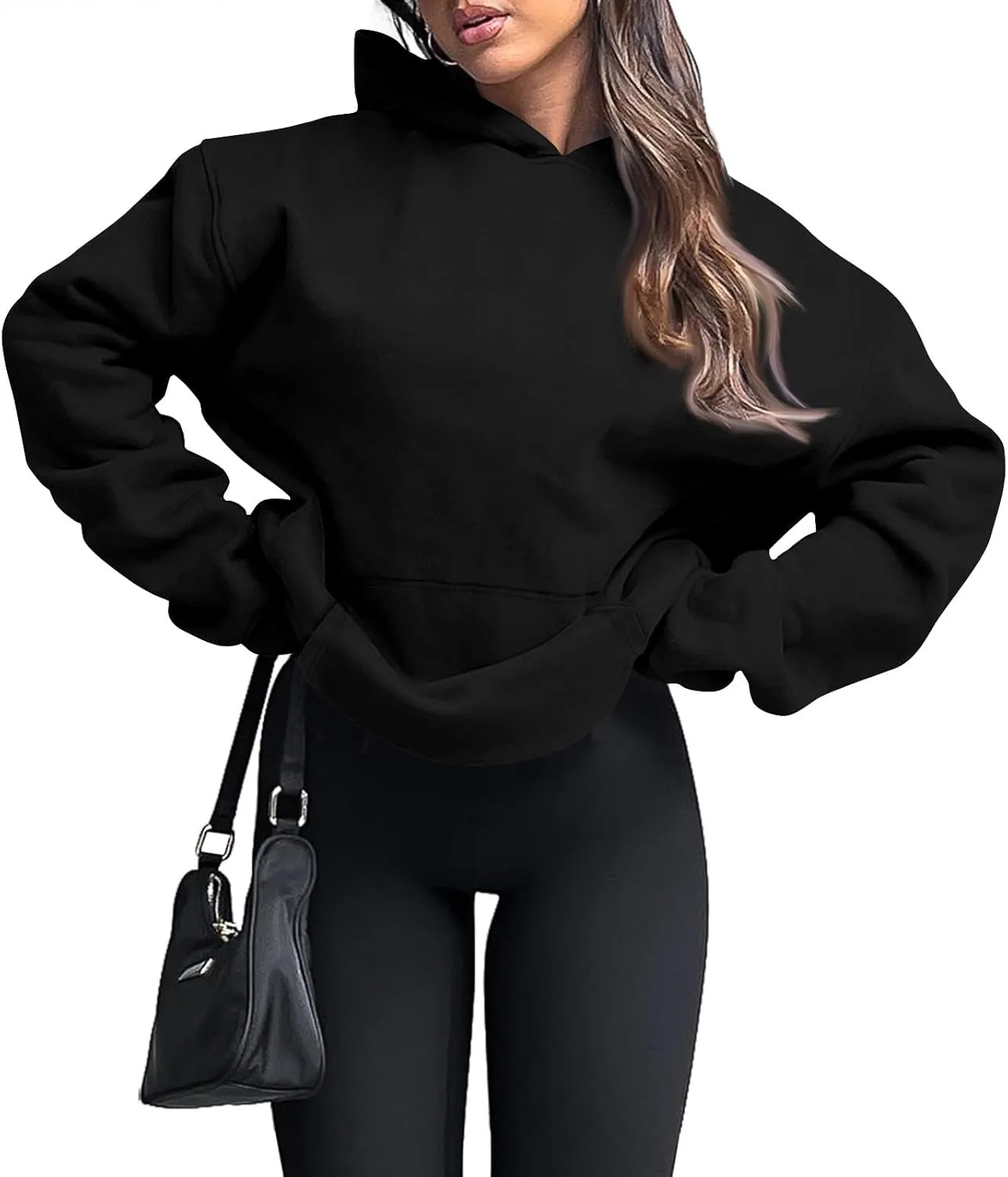Womens Hoodies Pullover Fleece Lined Oversized Hooded Sweatshirts Teen Girls Sweaters Y2k Hoodie with Pockets