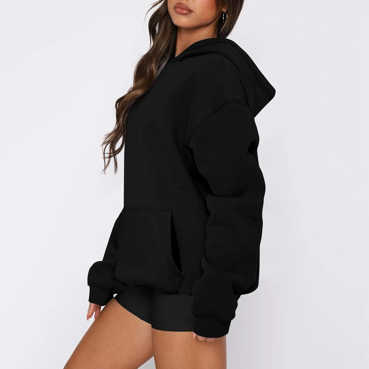 Womens Hoodies Pullover Fleece Lined Oversized Hooded Sweatshirts Teen Girls Sweaters Y2k Hoodie with Pockets