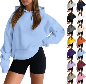 Womens Hoodies Pullover Fleece Lined Oversized Hooded Sweatshirts Teen Girls Sweaters Y2k Hoodie with Pockets