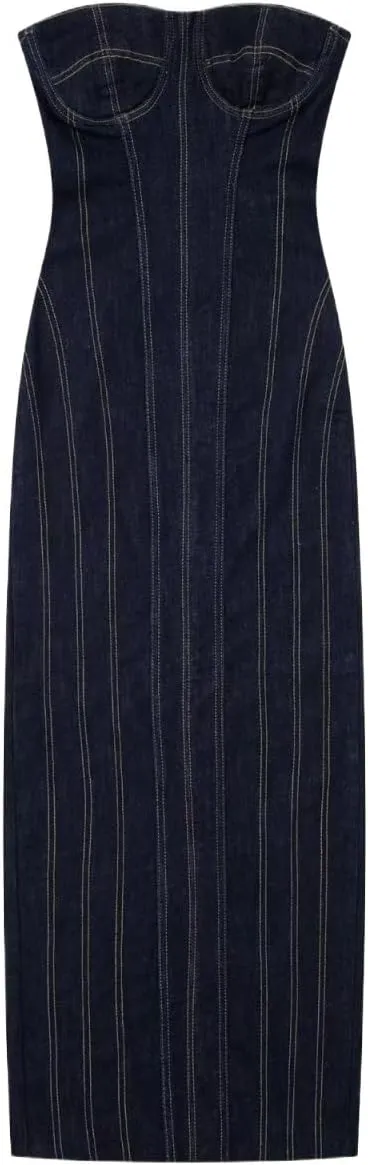 Women's Niche Waistband Slimming midi Denim Dress Casual Denim Long Skirt Autumn Denim Skirt