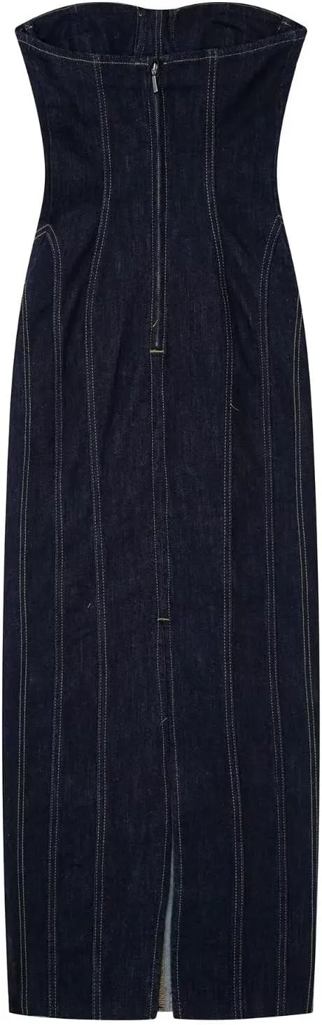 Women's Niche Waistband Slimming midi Denim Dress Casual Denim Long Skirt Autumn Denim Skirt