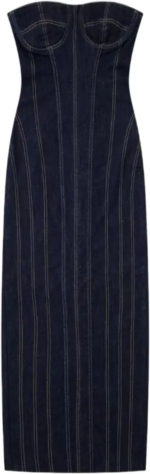 Women's Niche Waistband Slimming midi Denim Dress Casual Denim Long Skirt Autumn Denim Skirt