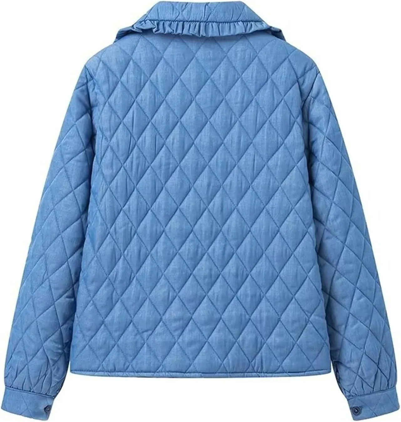 Women's Quilted Lightweight Jackets Bow Tie Front Cropped Jacket Winter Doll Collar Cropped Cotton Padded Coat Jacket