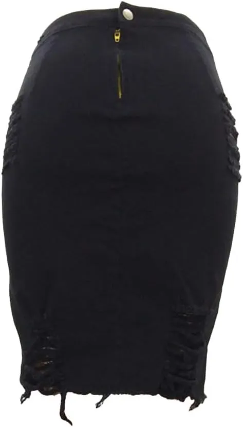 Women's Ripped Denim Skirt High Waisted Distressed Jean Pencil Skirts Denim Dress