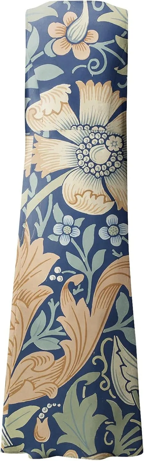Women's Summer Sleeveless Cotton Tank Dress Casual Loose A-Line Midi Long Beach Dresses Sundress with Pockets