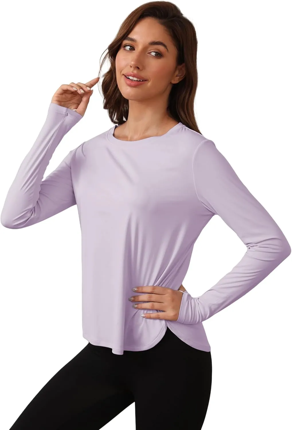 Women's Sun Shirts UPF 50  Protection Shirts Rash Guard Long Sleeve Sun SPF Workout Tops Shirt for Swim Beach Running