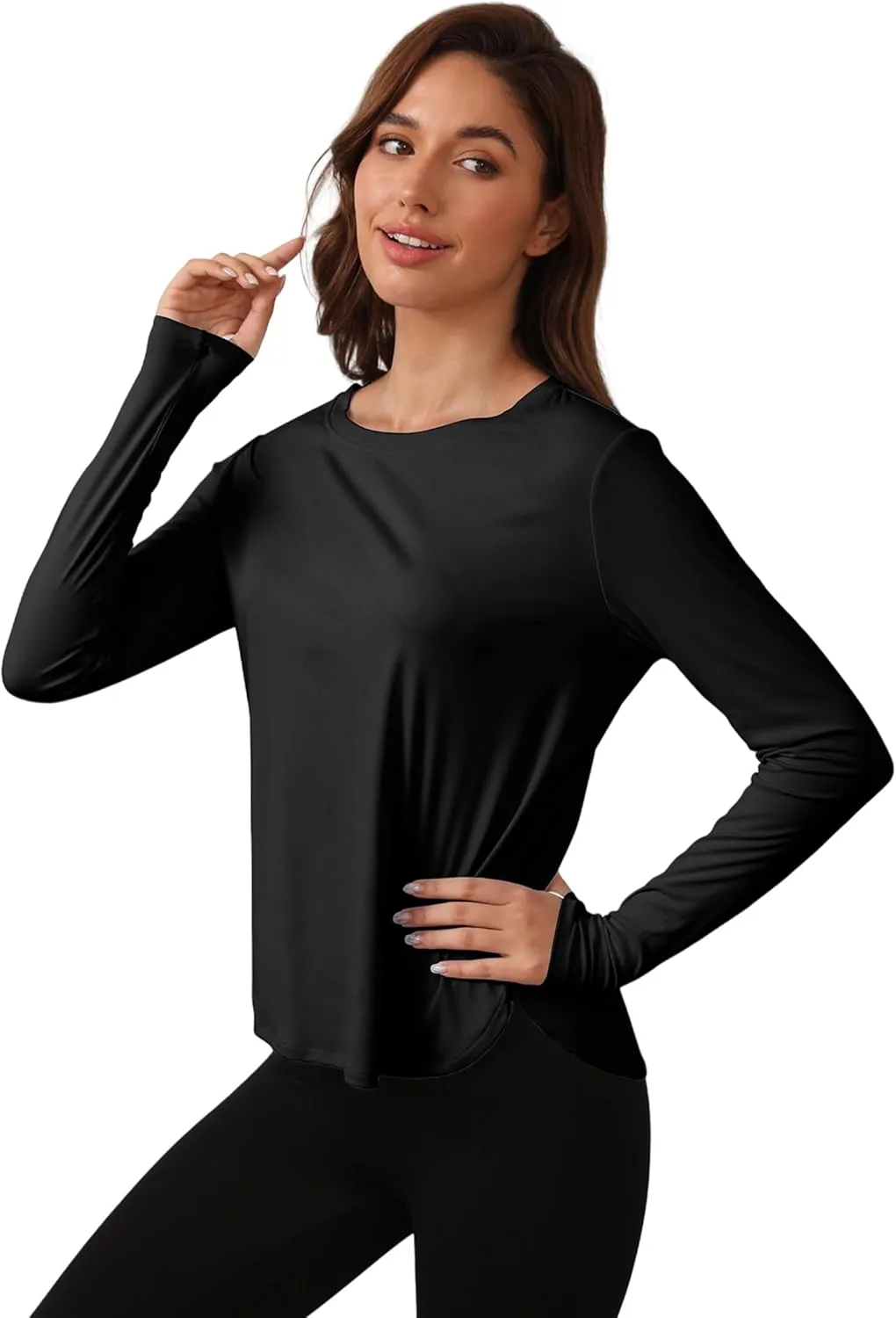Women's Sun Shirts UPF 50  Protection Shirts Rash Guard Long Sleeve Sun SPF Workout Tops Shirt for Swim Beach Running