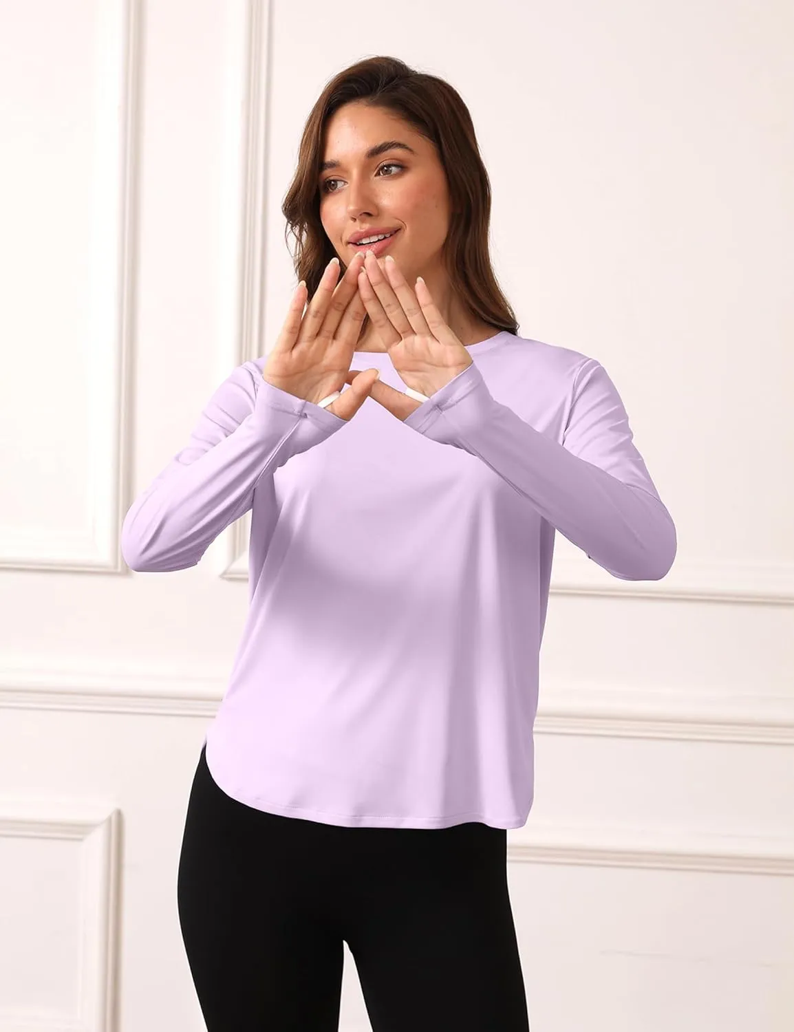 Women's Sun Shirts UPF 50  Protection Shirts Rash Guard Long Sleeve Sun SPF Workout Tops Shirt for Swim Beach Running