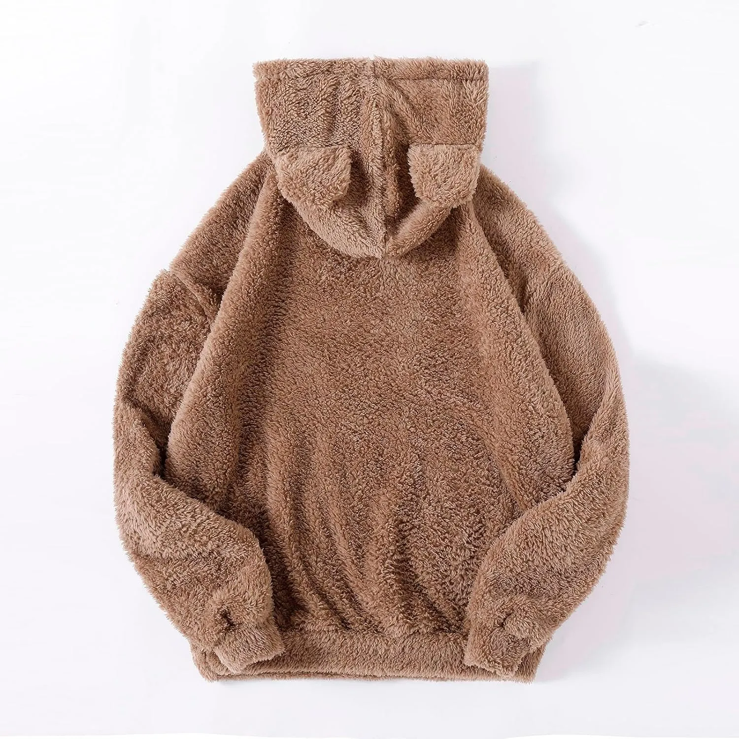 Womens Teddy Hoodies Fuzzy Fleece Shaggy Oversized Sweatshirts Winter Warm Long Sleeve Pullover with Pocket