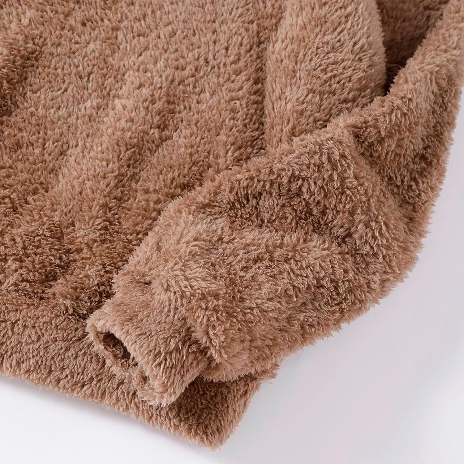 Womens Teddy Hoodies Fuzzy Fleece Shaggy Oversized Sweatshirts Winter Warm Long Sleeve Pullover with Pocket