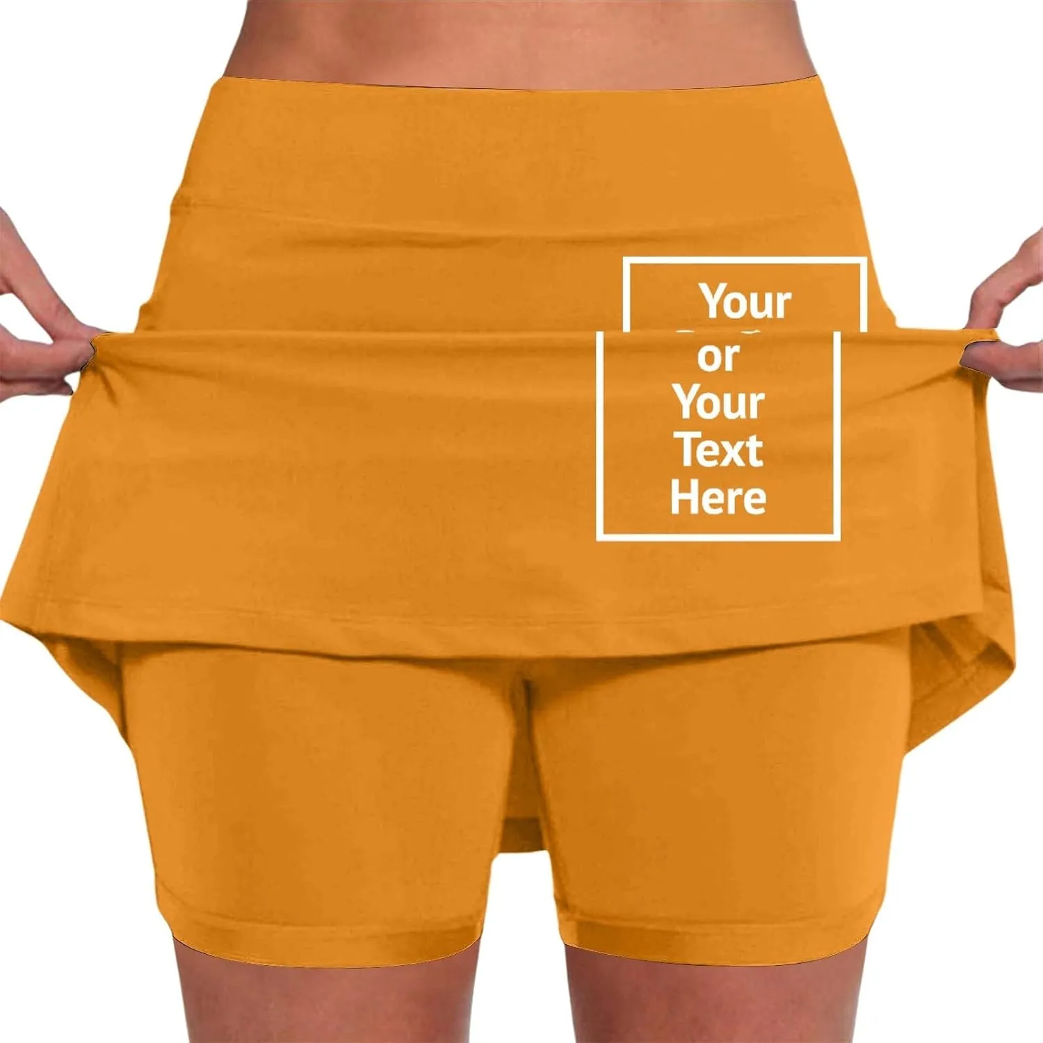 Women's Trendy 2 in 1 Skorts Tummy Control Active Elastic Waist Gym Skirt Shorts Soft Comfy Workout Athletic Shorts