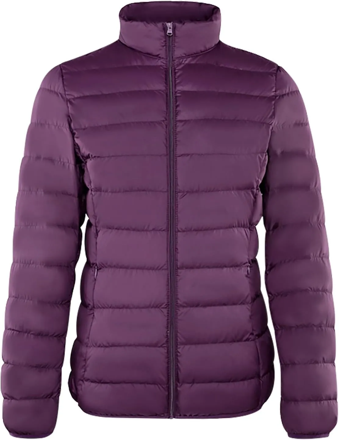 Women's Winter Coat Quilted Puffer Jacket Stand Collar Warm Down Coat Lightweight Zip Up Casual Cotton-Padded Clothes