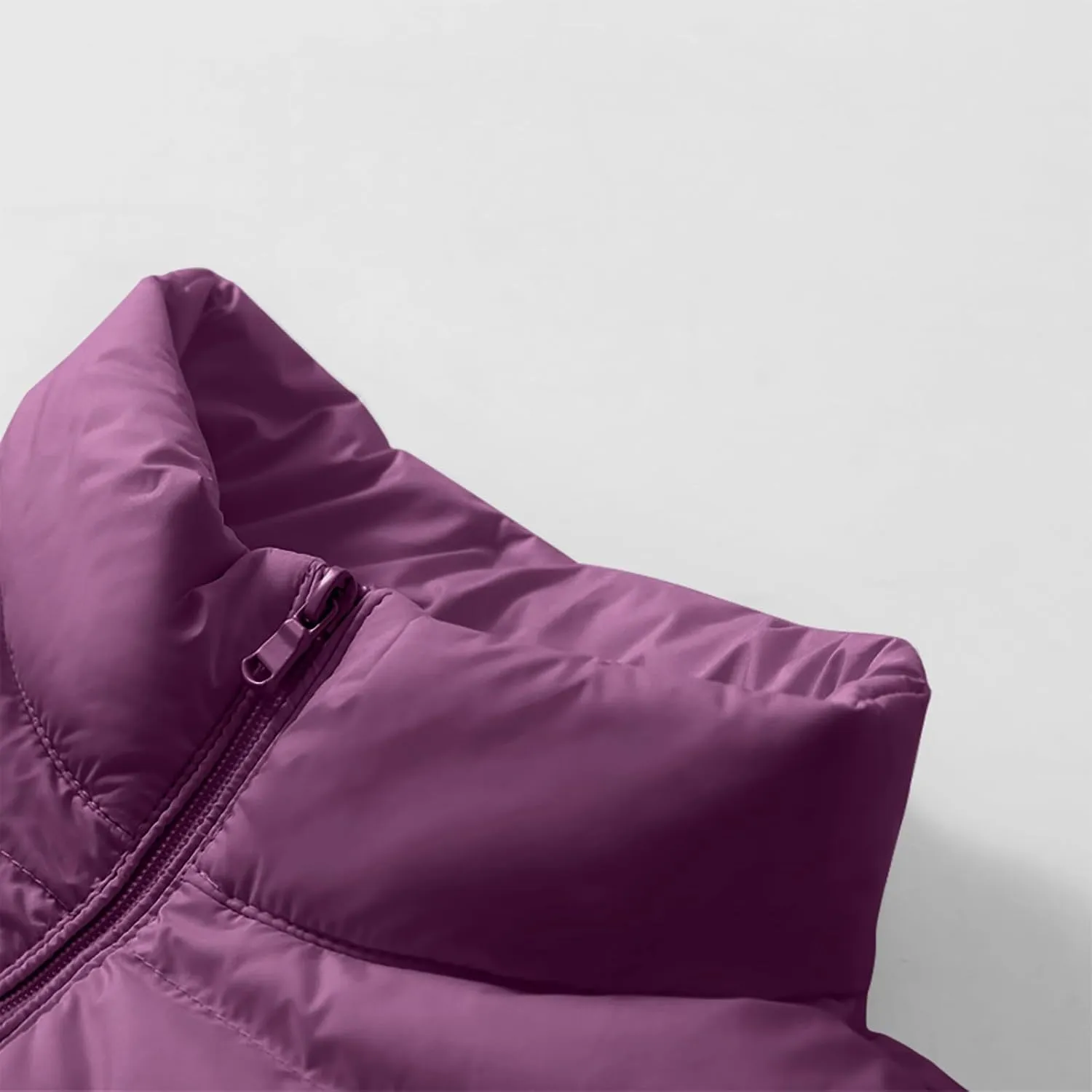 Women's Winter Coat Quilted Puffer Jacket Stand Collar Warm Down Coat Lightweight Zip Up Casual Cotton-Padded Clothes