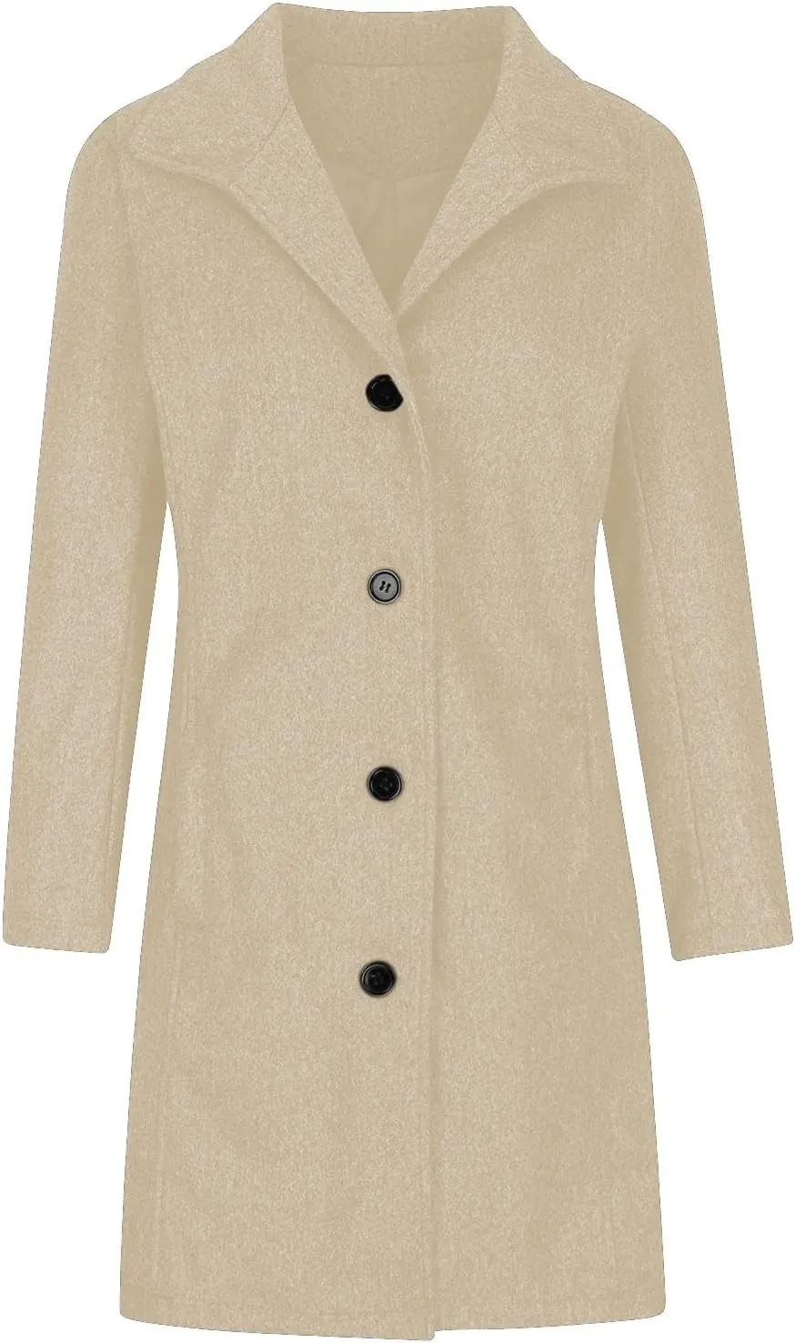 Women's Wool Blend Jackets Stand Collar Single Breasted Pea Coat Winter Fall Casual Business Long Trench Coat Outwear