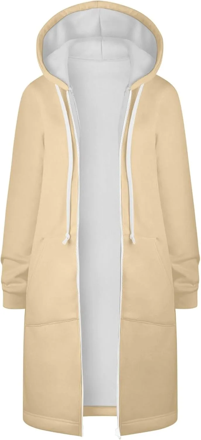 Women's Zip Up Hoodies Oversized Fleece Long Tunic Sweatshirts Casual Long Sleeve 2024 Fall Trendy Jacket Coat