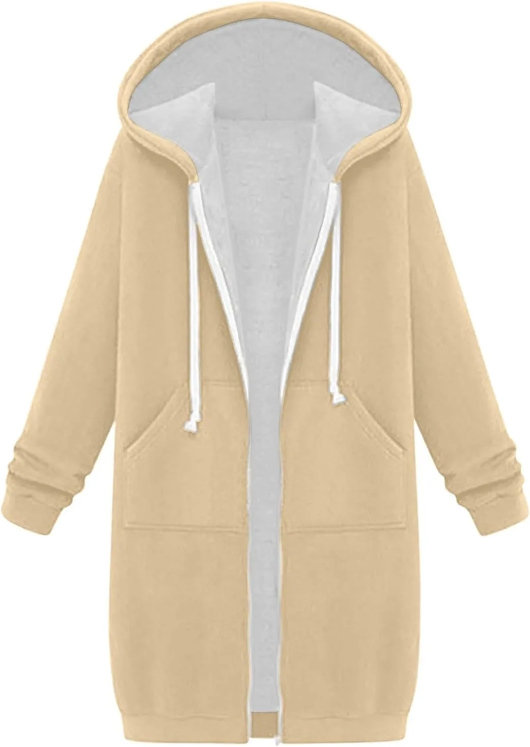Women's Zip Up Hoodies Oversized Fleece Long Tunic Sweatshirts Casual Long Sleeve 2024 Fall Trendy Jacket Coat
