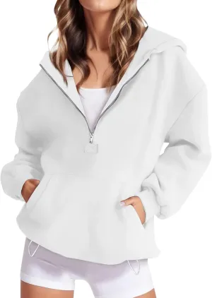 Womens Zip Up Hoodies Trendy Comfy Hooded Fleece Sweatshirt Casual Y2k Fall Jackets Outfits with Pockets 2024