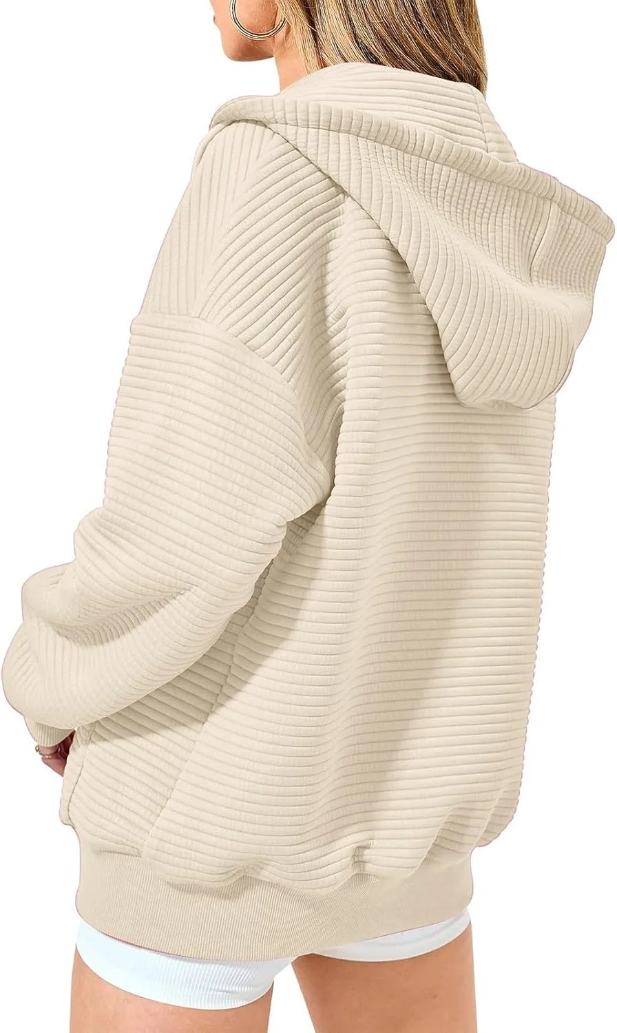 Womens Zip Up Hoodies Y2k Long Sleeve Cute Trendy Fleece Jacket Comfort Loose Fit Oversized Sweatshirt with Pockets