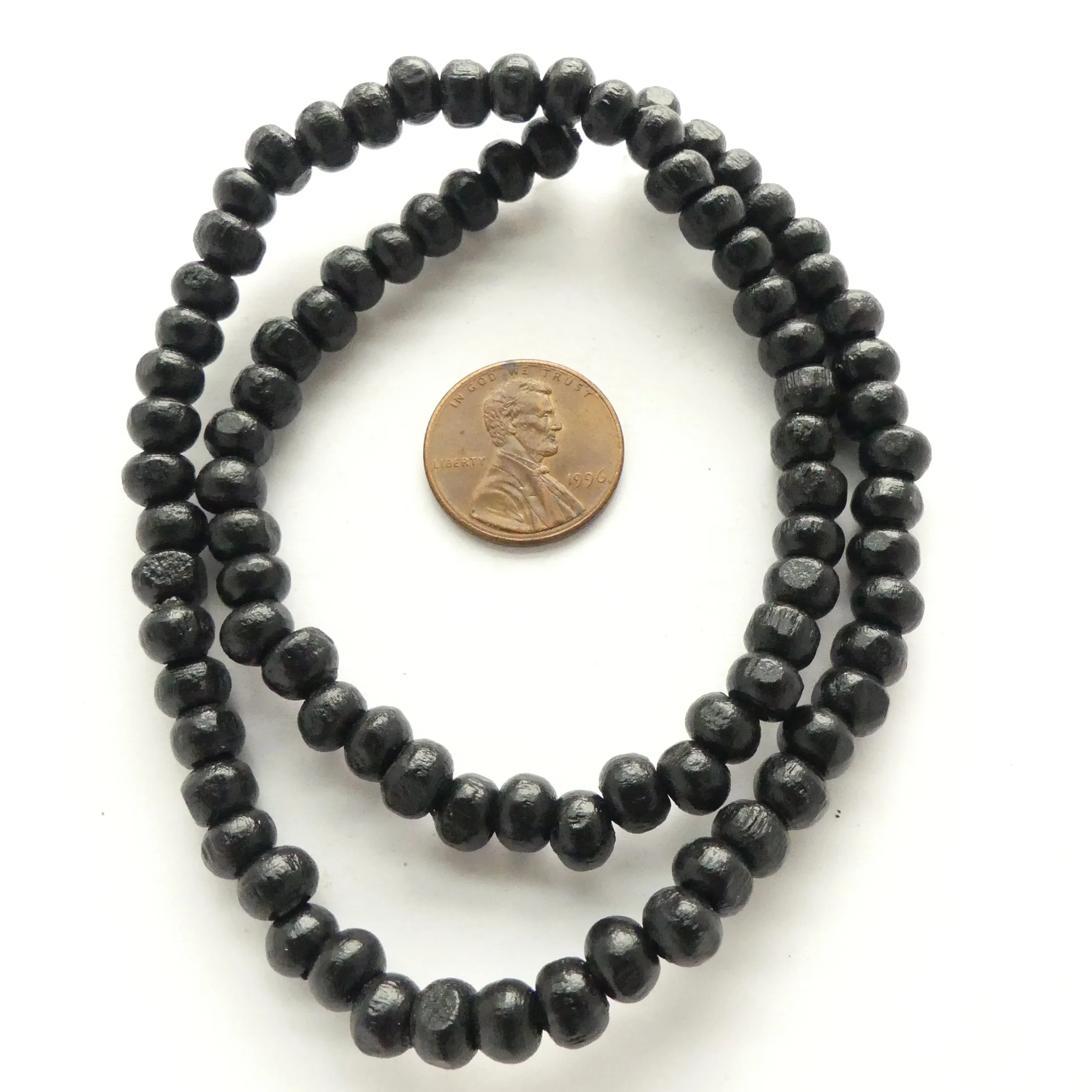 Wood Round Black, 6mm on 16-inch Strands
