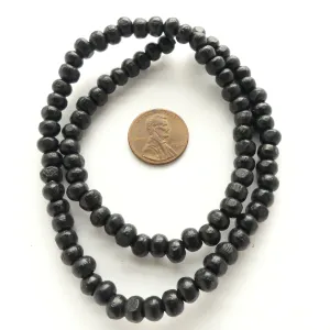 Wood Round Black, 6mm on 16-inch Strands