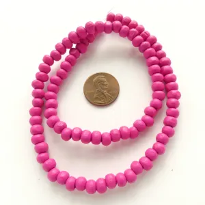 Wood Round Hot Pink, 6mm on 16-inch Strands