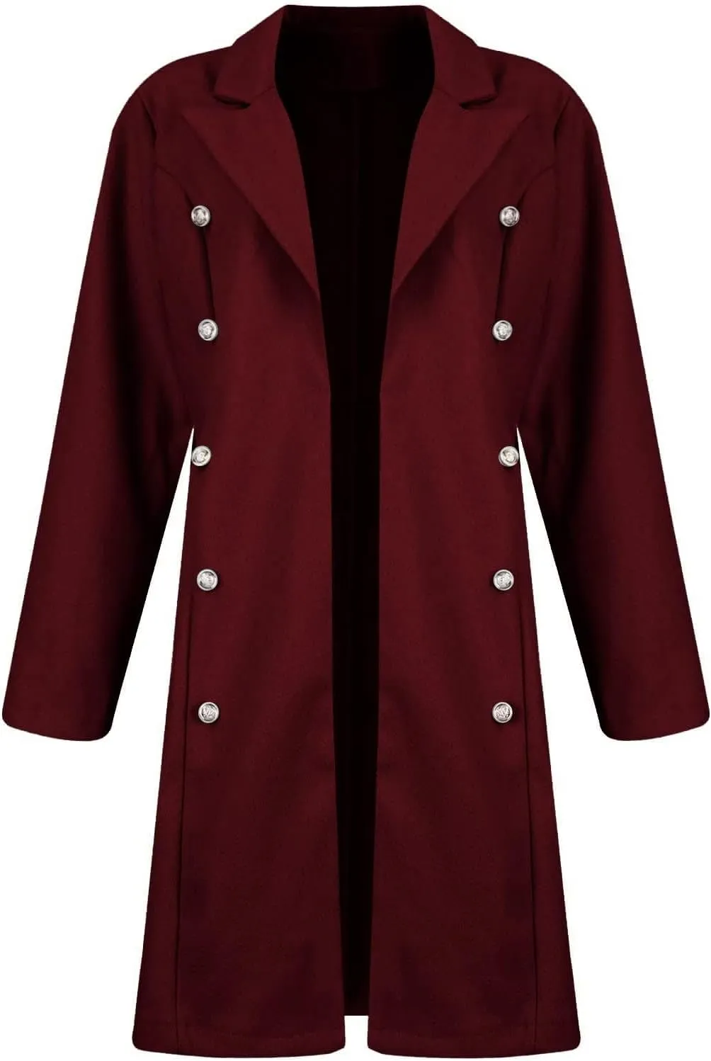 Wool Trench Coat Women Double Breasted Pea Coat Casual Long Sleeve Blazer Notch Collar Jacket Fall Winter Overcoat