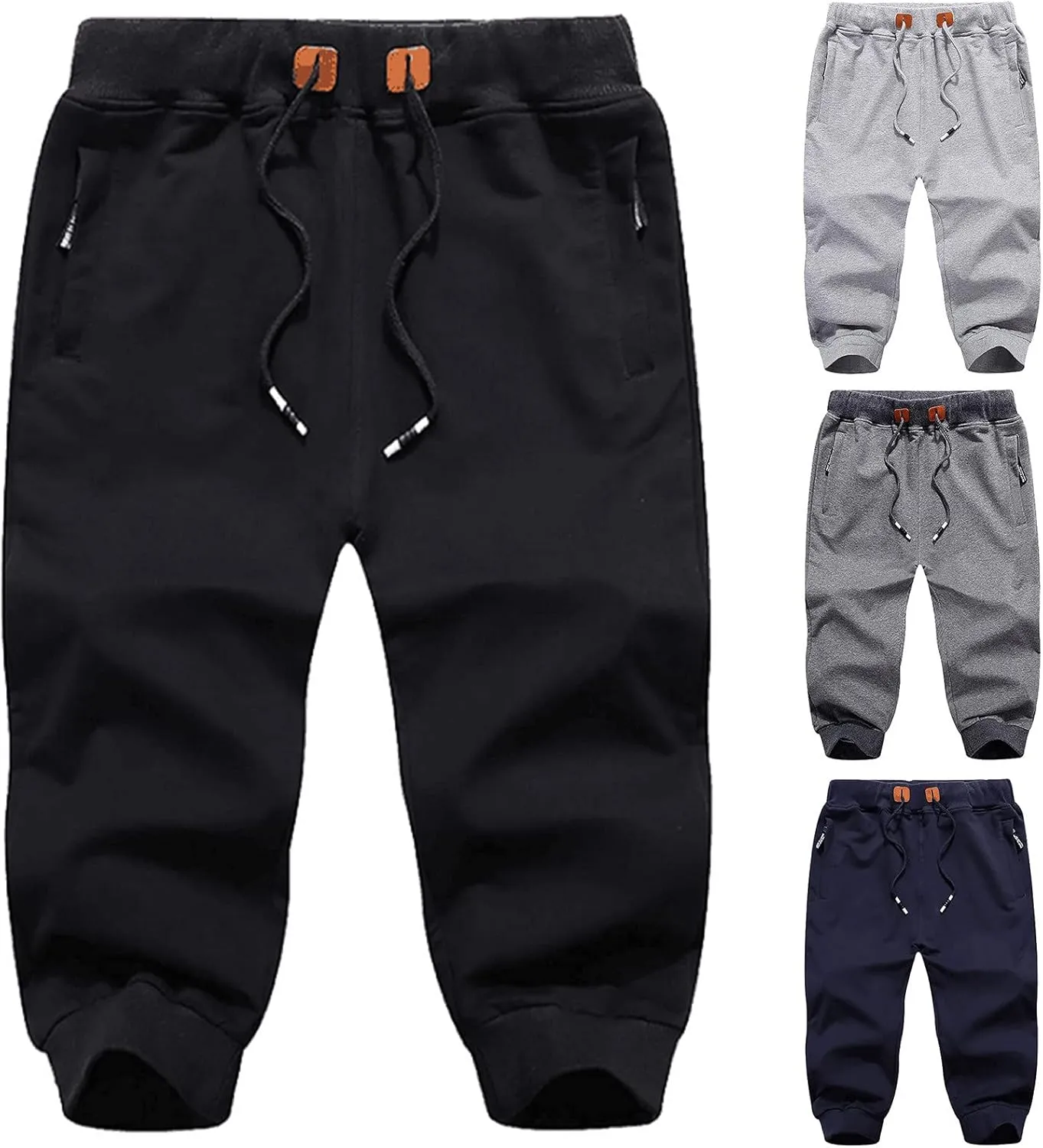 XUETON Mens Capri Jogger 3/4 Below Knee Workout Running Sports Sweat Shorts Elastic Waist Drawstring Summer Casual Gym Shorts