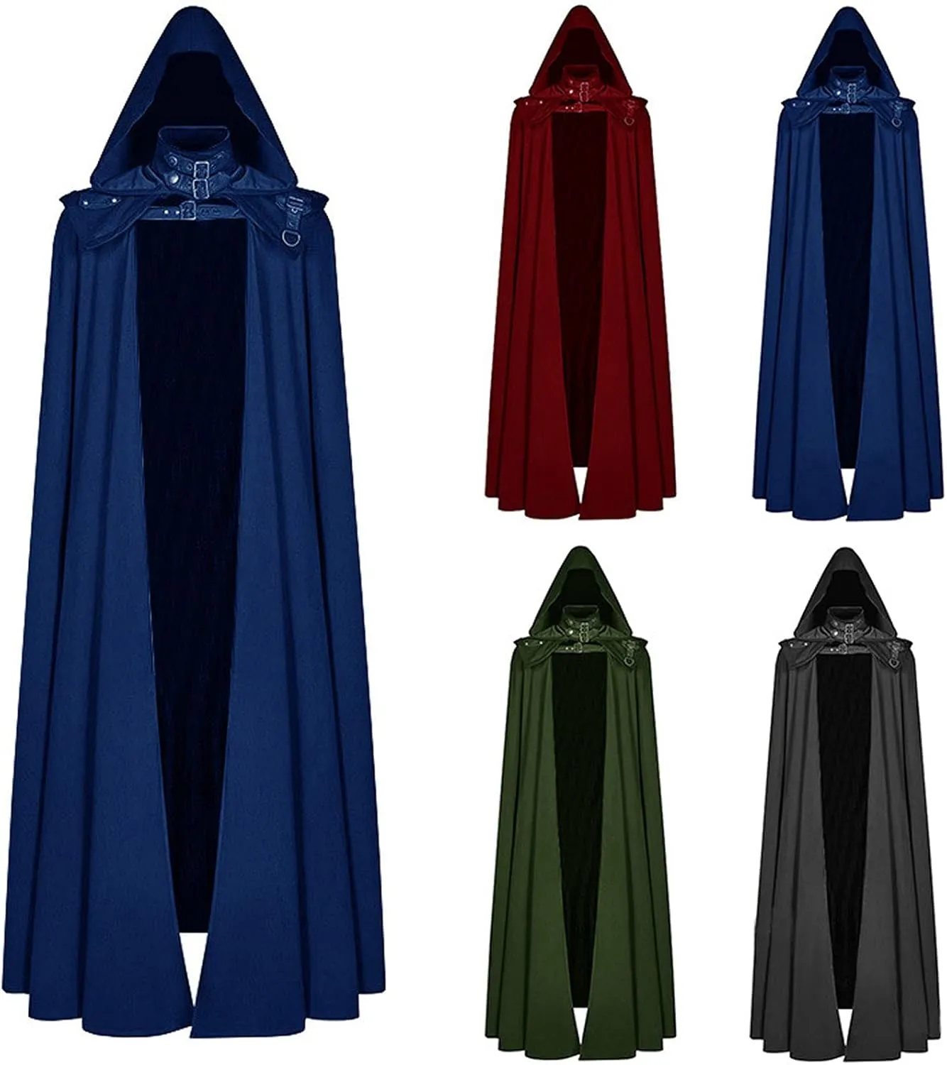 XUNRYAN Mens Cosplay Renaissance Medieval Goth Pirate Vampire Witch Cloak with Hood Robes Cape Coat Christmas Halloween