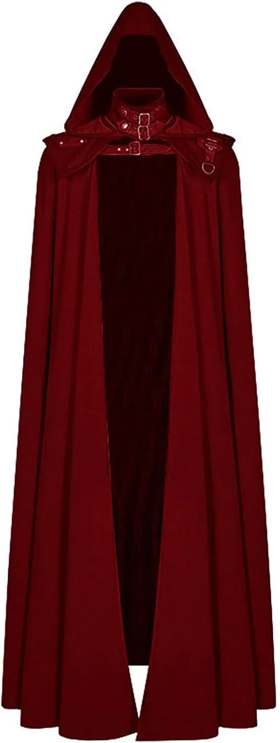 XUNRYAN Mens Cosplay Renaissance Medieval Goth Pirate Vampire Witch Cloak with Hood Robes Cape Coat Christmas Halloween
