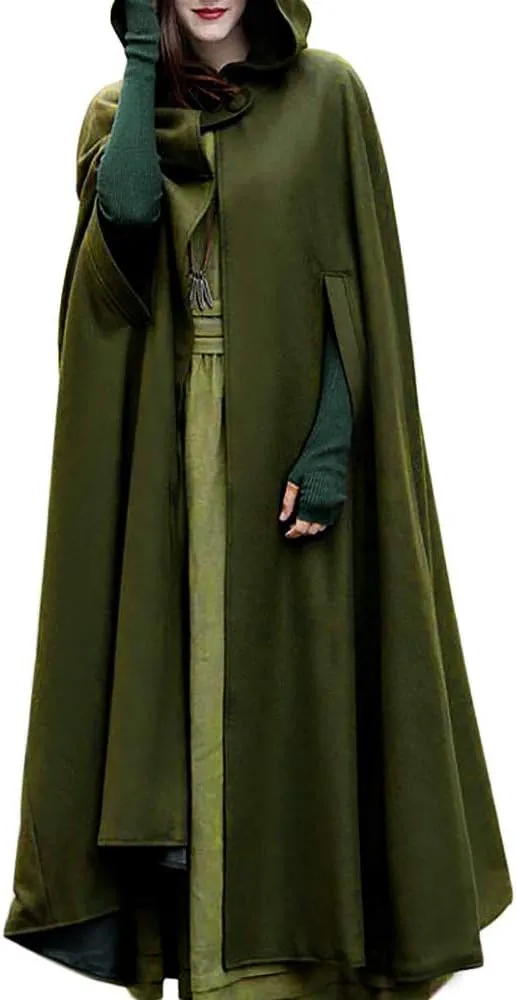 XUNRYAN Women's Wool-blend Cape Coats Long Winter Fall Jackets Fashion Cloak Hood Maxi Long Poncho Girls Clothes