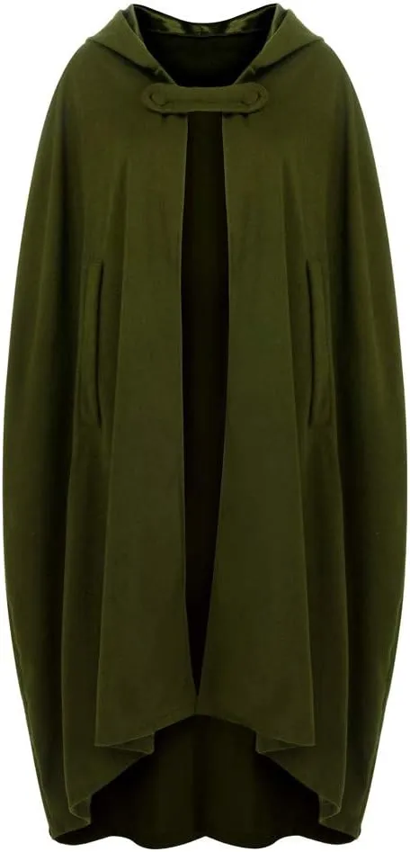 XUNRYAN Women's Wool-blend Cape Coats Long Winter Fall Jackets Fashion Cloak Hood Maxi Long Poncho Girls Clothes