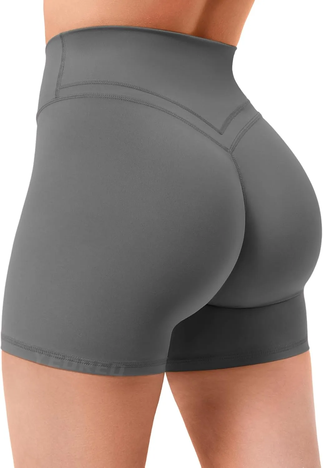 YEOREO Gym Workout Shorts for Women High Waisted Tummy Control Hidden Scrunch 4.5" Booty Shorts Julissa Cross Waist Yoga