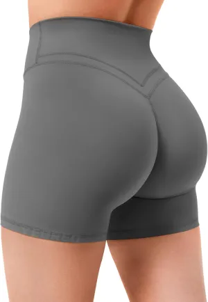 YEOREO Gym Workout Shorts for Women High Waisted Tummy Control Hidden Scrunch 4.5" Booty Shorts Julissa Cross Waist Yoga