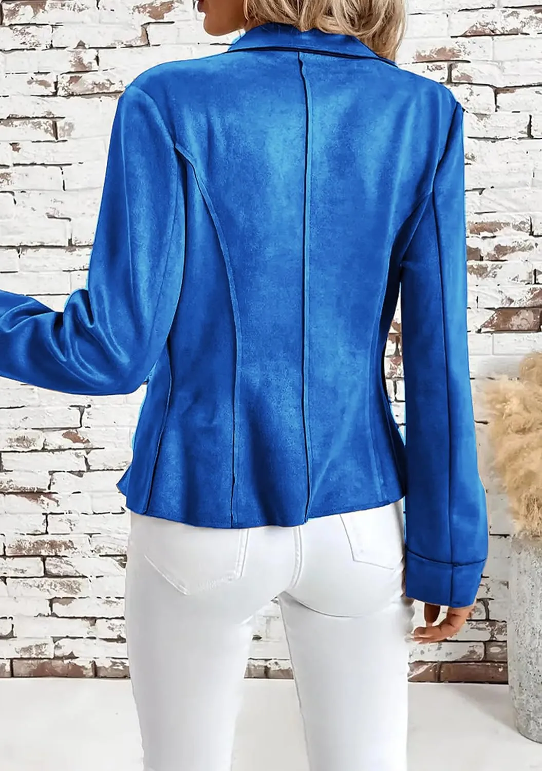 YMING Womens Faux Suede Lapel Collar Coats Fall Zipper Jackets Solid Color Moto Biker Coats