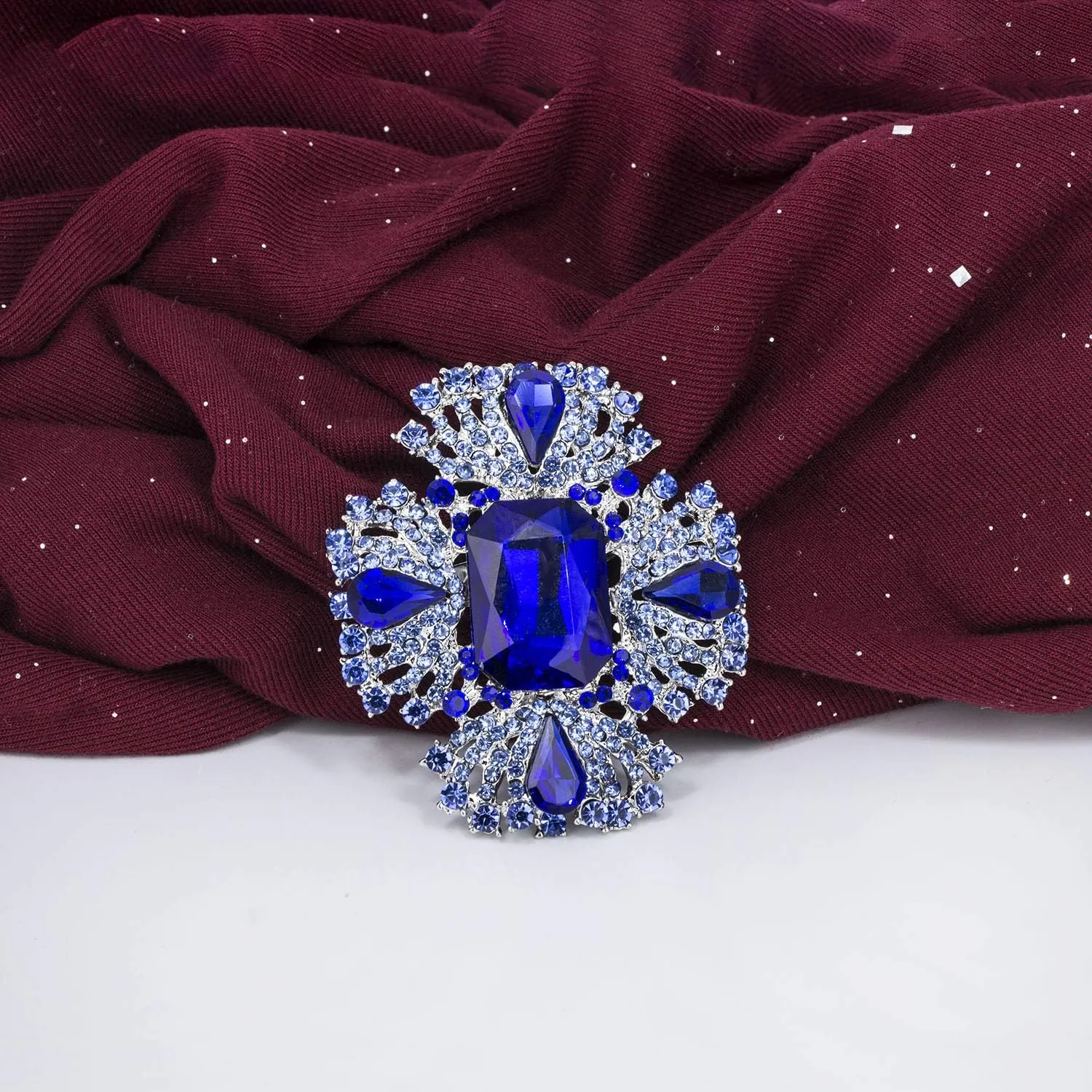 YOQUCOL Vintage Austrian Crystal Rhinestone Cross Flowers Shaped Brooch Pin Elegant Jewelry for Women Girls