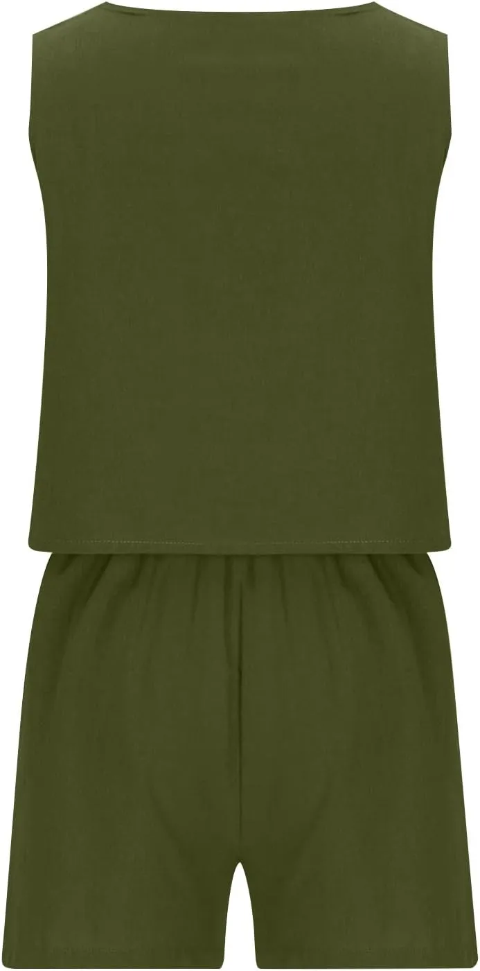 ZDRZK 2 Piece Shorts Set For Women Summer 2023 Trendy Sleeveless Crop Tank Top And High Waisted Shorts Romper Outfits