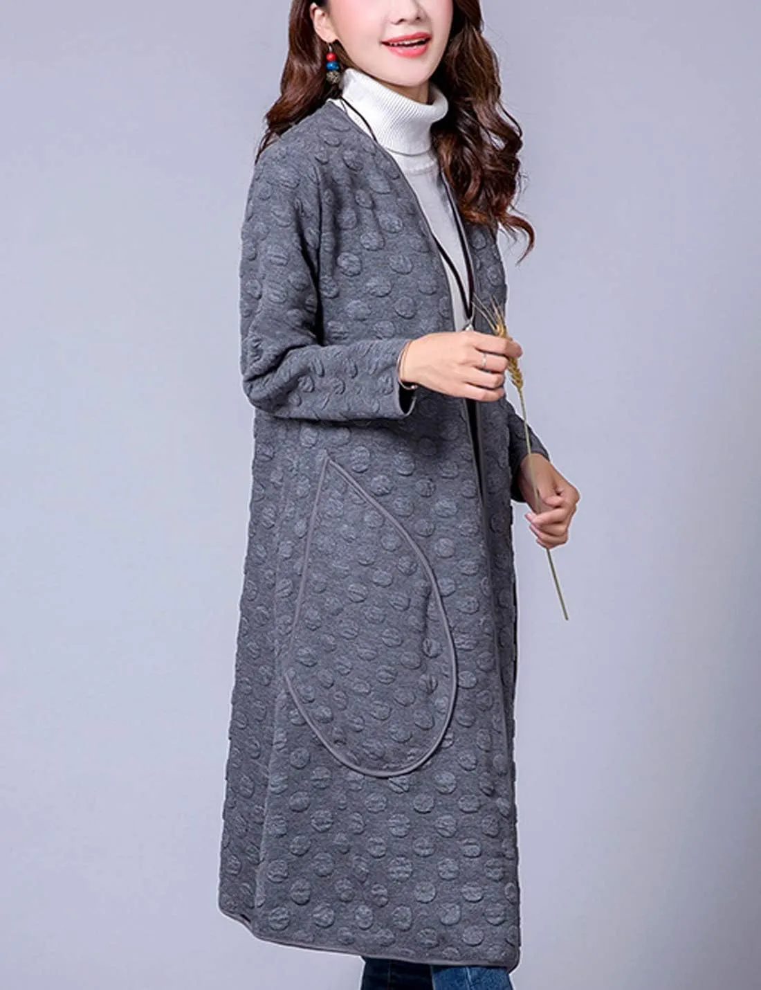 ZGZZ7 Women's Casual Vintage Mid-Long Coats Autumn Winter Cotton Padded Puffy Coats Cardigans Windbreaker