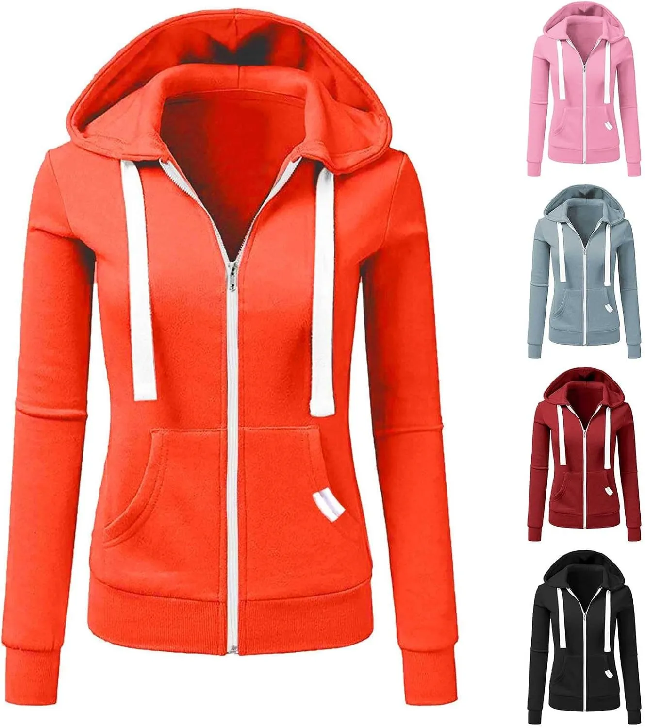 Zip Up Hoodie for Women Fall Plus Size Lightweight Hoodies Long Sleeve Sweatshirts Y2k Trendy Hoodies