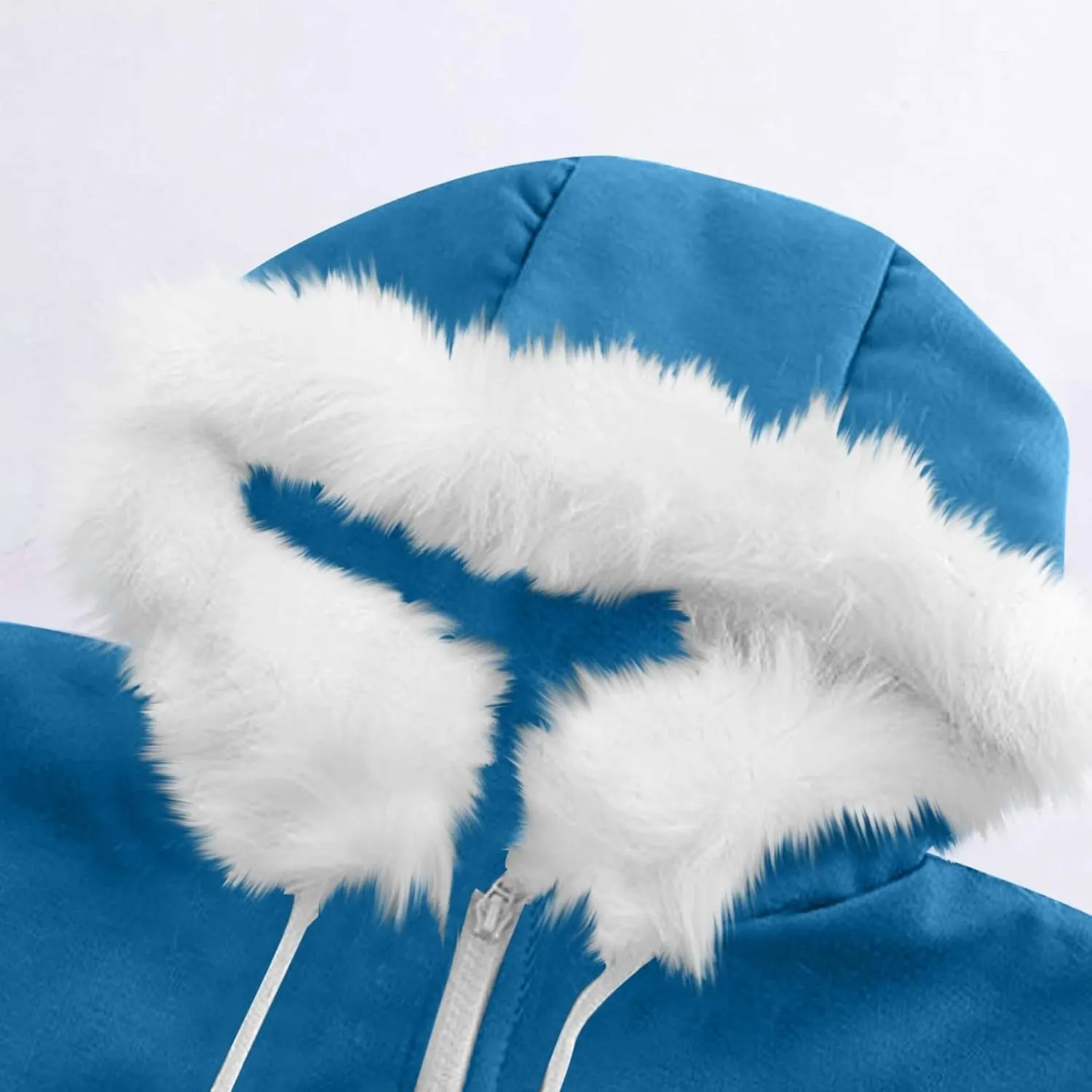 Zip Up Hoodie Women Fleece Lined Zip Up Jackets Casual Loose Drawstring Plain Hooded Sweatshirt with Pockets