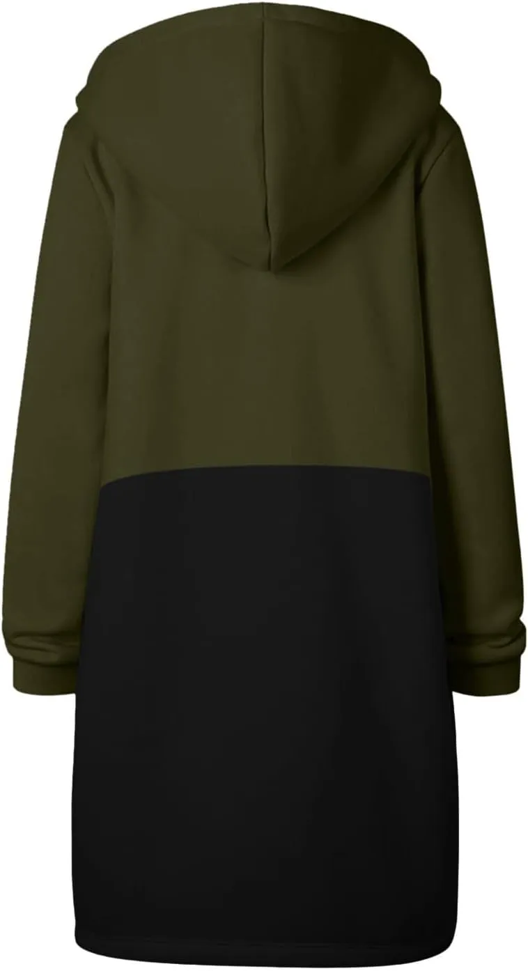 Zip Up Hoodies for Women 2024 Fall Oversized Sweatshirts Long Sleeve Hooded Lightweight Long Jackets with Pockets