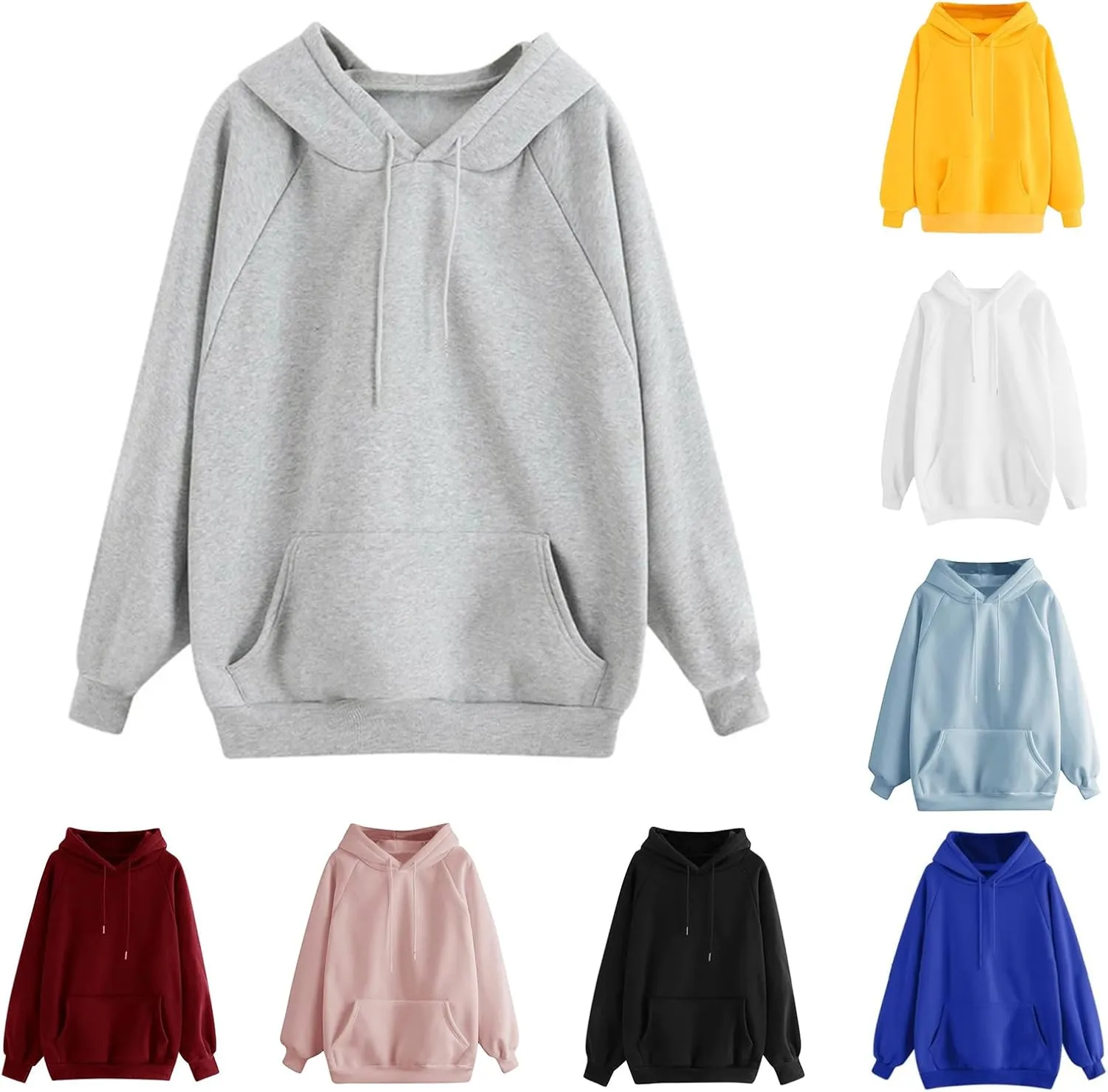 ZWRXW Women's Oversized Hoodies Drawstring Long Sleeve Basic Sweatshirt Casual Loose Fleece Pullover Trendy Teens Preppy Tops