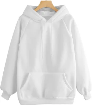 ZWRXW Women's Oversized Hoodies Drawstring Long Sleeve Basic Sweatshirt Casual Loose Fleece Pullover Trendy Teens Preppy Tops